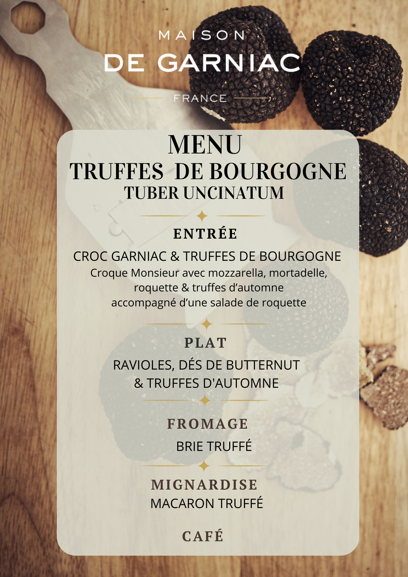 menu truffes automne